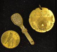 Interesting collection of early tennis items from 1880's onwards to incl Vic brass clip in the shape