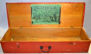 Rare and early F H Ayres London Lawn tennis equipment box c.1870 - the original red stained box is