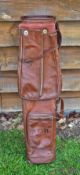 Fine Durowen oval leather golf bag c/w ball pocket original shoulder strap and travel hood