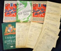 Collection of early post-war Ashes souvenir cricket programmes and related scorecards - to incl 2x
