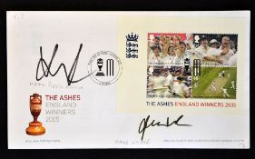 2005 England Ashes Winners signed cricket FDC - signed by Kevin Pieterson and Shane Warne c/w set of