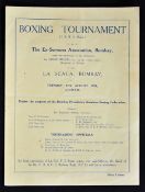 1926 The Ex-Services Association Boxing Tournament programme dated 17th August at the La Scala,