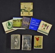 Golf Matchbox Holders to consist of a matchbox holder with embossed golfing figures, and a selection