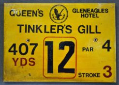 Gleneagles Hotel 'Queens' Golf Course Tee Plaque Hole 12 'Tinkler's Grill' produced in a heavy