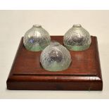 3x Rare Vic shooting glass ball targets - comprising half diamond and half bramble pattern and an