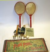 J. Jaques & Son Ping Pong or Gossima table tennis set c/w original rule book - comprising pair of "