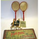 J. Jaques & Son Ping Pong or Gossima table tennis set c/w original rule book - comprising pair of "