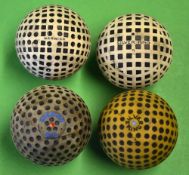 4x various square mesh and dimple golf balls - all repainted to include Chemico Bob dimple, Silver