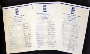 3x England v West Indies official signed cricket team sheets from 2000 series - to incl Lords, Old