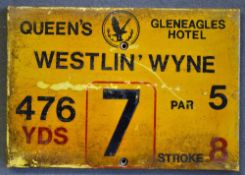 Gleneagles Hotel 'Queens' Golf Course Tee Plaque Hole 7 'Westlin' Wyne' produced in a heavy duty