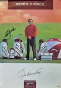 Seve Ballesteros signed Slazenger golf poster - some slight wear and minor nicks to the edges