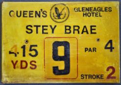 Gleneagles Hotel 'Queens' Golf Course Tee Plaque Hole 9 'Stey Brae' produced in a heavy duty