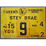 Gleneagles Hotel 'Queens' Golf Course Tee Plaque Hole 9 'Stey Brae' produced in a heavy duty