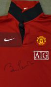 Bobby Charlton Signed Manchester United Football shirt a replica shirt signed to the front, size