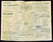 Rare 1946 Wales v Ireland Victory signed rugby programme played at Cardiff Arms Park and signed by