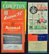 Assorted Selection of 1950s Football Programmes all played at Arsenal consisting of 1948 Denmark v