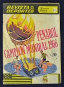 Rare 1966 Intercontinental (World Club) Cup Peñarol v Real Madrid Football programme Peñarol issue