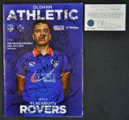 2015 Signed Oldham Athletic v Blackburn Rovers Football programme date 25 July a pre-season friendly