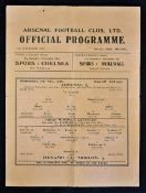 1945/46 Arsenal v Moscow Dynamo Football programme date 2st November at White Hart Lane a friendly