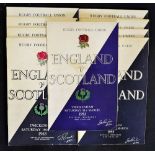 Complete run of England v Scotland rugby programmes (H) from 1953 to 2001 - kept in a lever arch