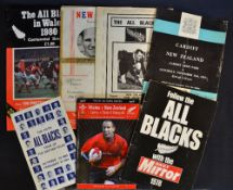 Collection of New Zealand All Blacks rugby tour to Wales brochures and programmes from 1960s onwards