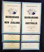 Collection of Barbarian rugby programmes from 1954 onwards to incl v Australia '58, '67, '76, & '84,
