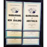 Collection of Barbarian rugby programmes from 1954 onwards to incl v Australia '58, '67, '76, & '84,