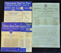 1950s Shrewsbury Town Football programme selection to include 1951 v Crystal Palace, 1954 v