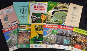 Collection of Australia rugby test match programmes from the 1970s onwards to include vs The Rest