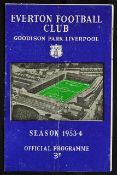 1953/1954 Liverpool Senior Cup Final Football programme Everton v Liverpool 3 May 1954. Fair-good