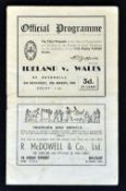 Rare 1948 Ireland (Grand Slam) v Wales rugby programme played at Ravenhill Belfast c/w newspaper