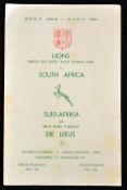 1962 British Lions v South Africa rugby programme - for the 3rd test played at Newlands together