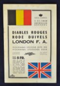 1949 Diables Rouges v London FA Football programme date 1 November in French, some marks to the back