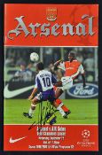 2000 Arsenal v AIK Solna Signed Football programme signed by Patrick Viera, date 22nd Sept, signed