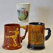 Football Ceramic Tankard stamped Dartmouth Pottery to the bottom depicting a football figure scoring