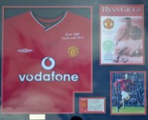 2001 Manchester United Ryan Giggs Testimonial signed display featuring a replica Manchester United