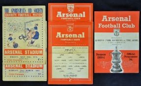 Assorted Selection of 1950s Football Programmes all played at Arsenal, including 1951 QPR v The