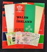 Collection of Wales Five and Six Nations rugby programmes, tickets from the 1970 onwards mostly (