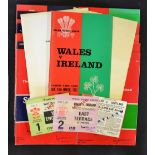 Collection of Wales Five and Six Nations rugby programmes, tickets from the 1970 onwards mostly (