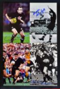 4x New Zealand Rugby legends signed b&w and coloured photographs to incl Ian Kirkpatrick, Bob