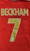 2006 David Beckham Signed England Football shirt signed by Beckham to the reverse, no 7 to