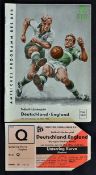 1956 West Germany v Berlin football programme date 26 May plus ticket, general condition overall