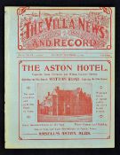 1913/14 Aston Villa v Darleston Football programme date 15 November, Birmingham League match at