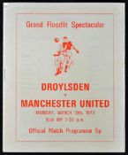 Scarce 1973 Droylsden v Manchester United Football programme played 19 March 1973 at the Butchers