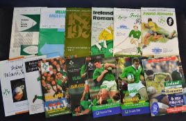 Collection of Ireland vs International Overseas teams Rugby programmes from the 1960s onwards to