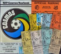 Selection of Football Tickets and Passes relating to Pele's final football match October 1977 New