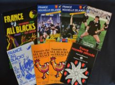 8x France v New Zealand rugby programmes from 1970s onwards to include '73, 2x Double programmes '