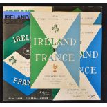 Complete run of Ireland vs France rugby programmes (H) from 1955 to 1999 some very minor pocket wear