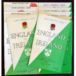 Complete run of England v Ireland rugby programmes (H) from 1954 to 2000 - kept in a lever arch file