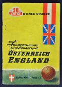 Signed Austria v England 1961 Football programme date 27 May in Vienna, with ink signatures